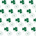 Seamless pattern of tree and four leaf clover. Outline and color drawn design concept for many uses