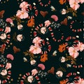 Seamless pattern ,Trendy snake with flowers graphic design vecto