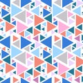 Seamless pattern with triangle decoranive art print. Polygonal rainbow mosaic background. Abstract vector illustration Royalty Free Stock Photo