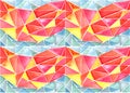 Seamless pattern of triangles of yellow, pink, red, blue and green, graphic watercolor pattern Royalty Free Stock Photo