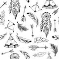 Seamless pattern with tribal, indian elements Royalty Free Stock Photo