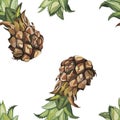 Seamless pattern with tropical Ananas. Element for design of invitations, movie posters, fabrics and other objects Royalty Free Stock Photo