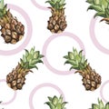 Seamless pattern with tropical Ananas. Element for design of invitations, movie posters, fabrics and other objects Royalty Free Stock Photo