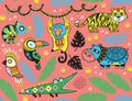 Seamless pattern with tropical animals