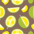 Seamless pattern tropical fruit, durian flat design
