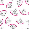 Seamless pattern with tropical fruits. Healthy dessert. Fruity background. Dragon fruit or pitaya. Exotic food Royalty Free Stock Photo