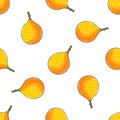 Seamless pattern with tropical fruits. Illustration in hand draw style Royalty Free Stock Photo