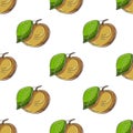 Seamless pattern with tropical fruits. Illustration in hand draw style Royalty Free Stock Photo