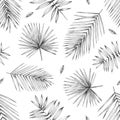 Seamless pattern tropical leave. Hand pencil drawing. Design for textiles and fabrics