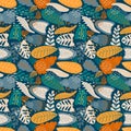 Seamless jungle pattern with tropical elements