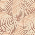 Seamless Pattern Of Tropical Leaves Of Palm Tree, Arecaceae Leaf. Exotic Boho Collection Of Earth Tone Colors Plant. Hand Drawn