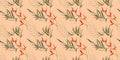 seamless pattern with tropical leaves and strelitzia flowers at the light background.