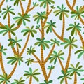 Seamless pattern with tropical palm trees. Summer repeating background. Natural print texture for fabric Royalty Free Stock Photo