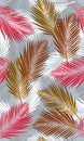 Seamless pattern with tropical palms leaves: jungle leaf seamless. Swimwear botanical design. Vector. - Vector Royalty Free Stock Photo