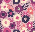 Seamless pattern with tropical pretty flowers, leaves and floral elements Royalty Free Stock Photo