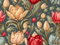 Seamless pattern with Tulip flower