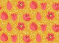 Seamless pattern with tulip heads.