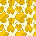 Seamless pattern with tulip poplar autumn leaves.