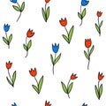 Seamless pattern with tulips