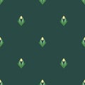 Seamless pattern with tulips in flat modern style. Design from multi-colored tulips in Damascus style. Vector