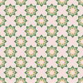 Seamless pattern with tulips in flat modern style. Design from multi-colored tulips in Damascus style. Vector