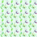 Seamless pattern with Tulips and Sweet pea flowers Royalty Free Stock Photo