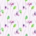 Seamless pattern with Tulips and Sweet pea flowers Royalty Free Stock Photo