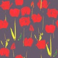 Seamless pattern with tulips, vintage, grunge background. Perfect for print on fabric, wrapping paper etc. Royalty Free Stock Photo