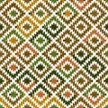 Seamless pattern Turkish carpet beige orange khaki brown. Patchwork mosaic oriental kilim rug with traditional folk geometric