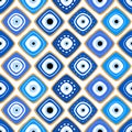 Seamless pattern with Turkish evil eye bead. Good luck. Turkish tile. Oriental ottoman design vector background. Perfect for