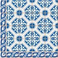 seamless pattern. Turkish, Moroccan, Portuguese Azulejo tiles and border, ornaments.