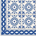 seamless pattern. Turkish, Moroccan, Portuguese Azulejo tiles and border, ornaments.