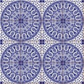 Seamless pattern . Turkish, Moroccan, Portuguese tiles, Azulejo, ornaments. Islamic Art. Royalty Free Stock Photo