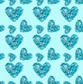 Seamless pattern of turquoise heart made of buttons Royalty Free Stock Photo