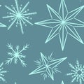 Seamless pattern with turquoise snowflakes. Royalty Free Stock Photo