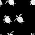 Seamless pattern from turtles on a black background Royalty Free Stock Photo
