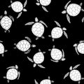 Seamless pattern from turtles on a black background Royalty Free Stock Photo