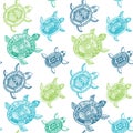 Seamless pattern with turtles. Seamless pattern can be used for