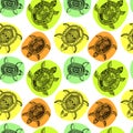 Seamless pattern with turtles. Seamless pattern can be used for