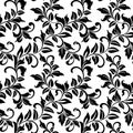 Seamless pattern with twisted branches with leaves