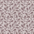 Seamless pattern. Twisted branches with oak leaves.