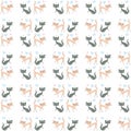 Seamless pattern of two different colored cats go