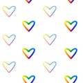 Seamless pattern of two different rainbow hearts