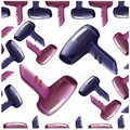 Seamless pattern two hair dryers - violet and purple Royalty Free Stock Photo