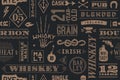 Seamless pattern with types of whiskey