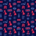 Seamless pattern on UK and London theme with British symbols