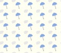 Seamless pattern with umbrellas and clouds on a light background. Royalty Free Stock Photo