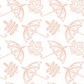 Seamless pattern. Umbrellas and falling autumn leaves Rowan and maple