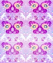 Seamless Pattern - unicorn, crown and stars