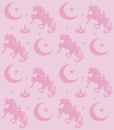 Seamless Pattern - unicorn, crown, stars and moon